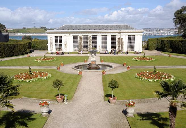 The gorgeous gardens and Orangery Restaurant at Mount Edgcumbe.