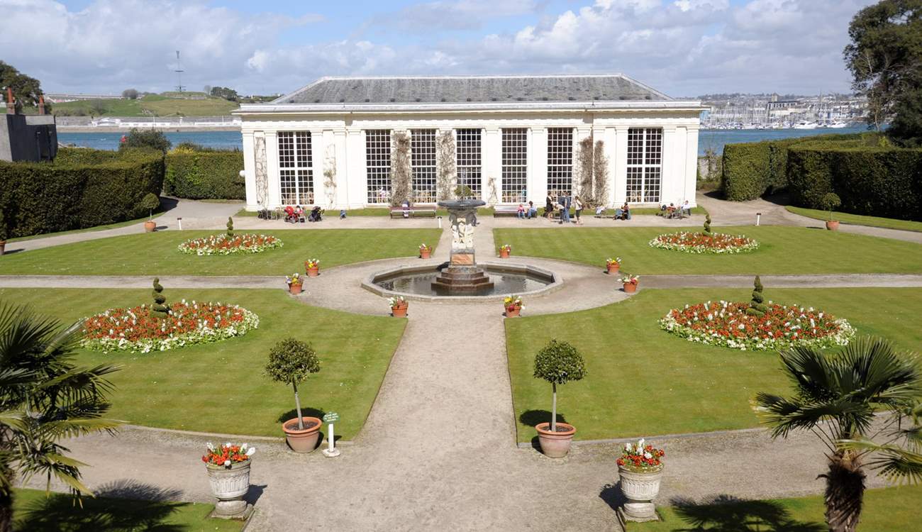 The gorgeous gardens and Orangery Restaurant at Mount Edgcumbe.