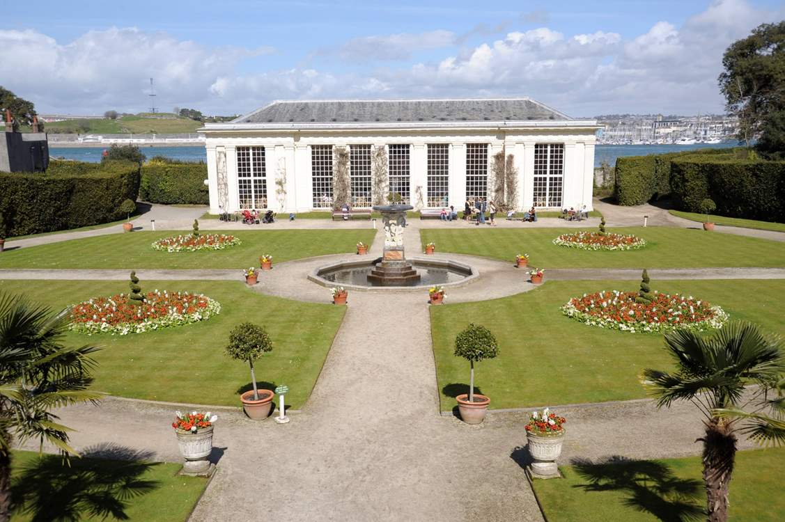 The gorgeous gardens and Orangery Restaurant at Mount Edgcumbe.