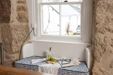 There are lovely areas throughout the cottage, this window seat has a little rope around it. Because its located at the top of the stairs, we wouldn't want any children harming themselves.