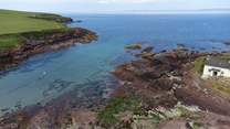 St. Brides beach, just down the road, with sand and rock pools to explore. The perfect place for an evening swim and a sunset barbeque.