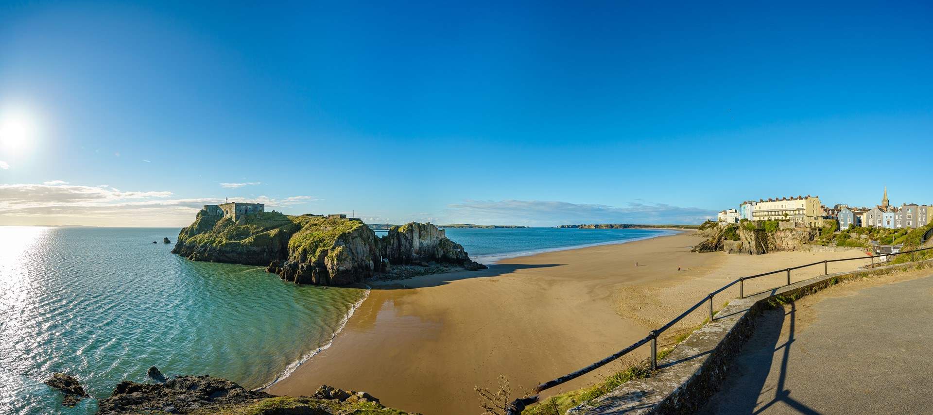 Visit Tenby in the south of the county for the day. A bustling seaside town, glorious beaches, good eateries and a short boat ride away, the chance to visit Caldey Island.