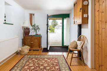 The entrance hall to Butterwell Cottage is a great place to store beach gear and walking boots.
