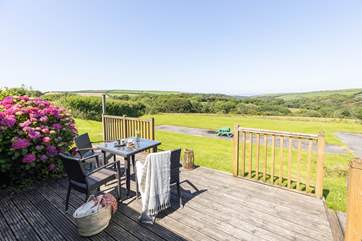 The patio is private and looks out over the shared areas of countryside and woodland.