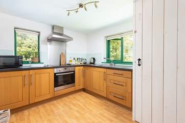The kitchen-area is modern and has all you need for creating holiday meals.