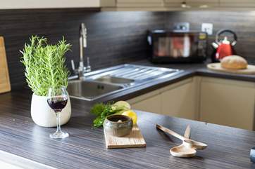 The newly fitted kitchen is a delight.