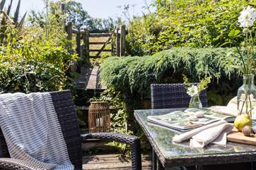 The outside terrace leads to the fields and surrounding countryside, all 36 acres belong to Treworgie Barton Farm.