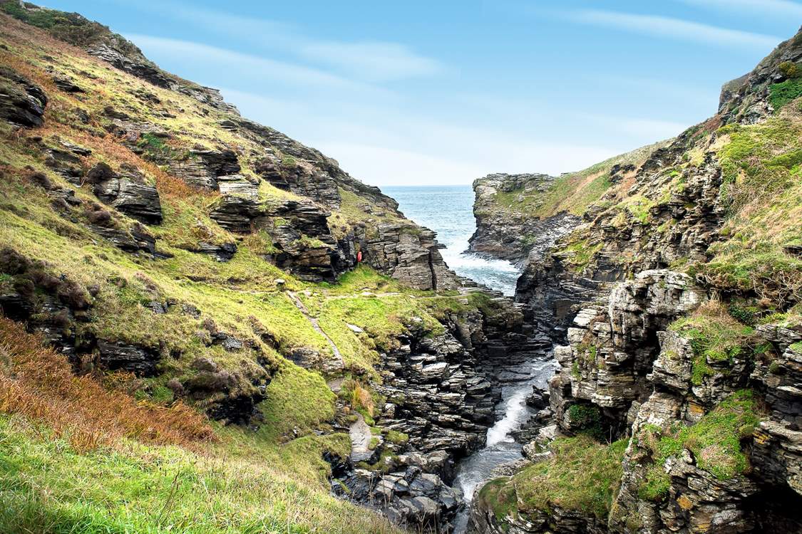 Head out along the coastal footpath through Rocky Valley and on to the harbourside village of Boscastle.