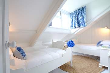 The children will be super excited to sleep in such a cute bedroom.
Please note due to the characterful sloping ceilings there is limited headroom.