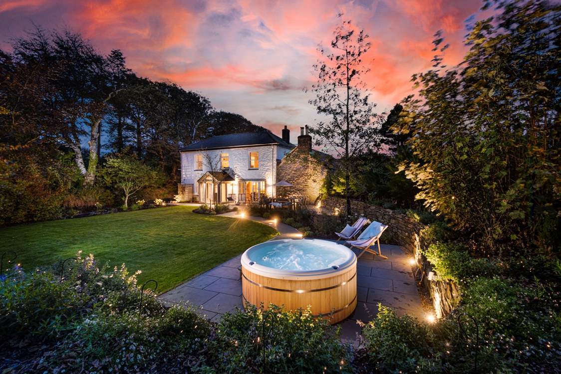 The garden looks even more magical lit up at night