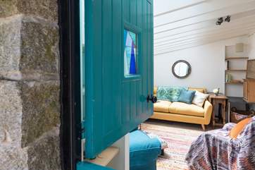 The comfy living space invites you in.