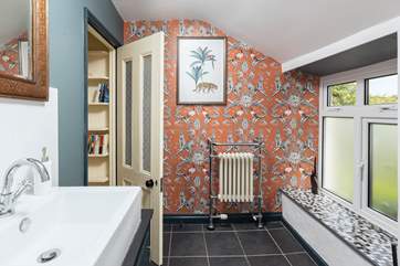 Fabulous decor in the bathroom.