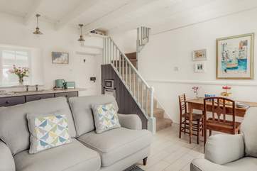 Cornish cottage stairs which can be steep in places, take you up to the first floor.