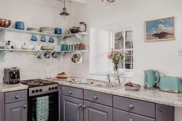 The compact kitchen is small but very well-equipped.