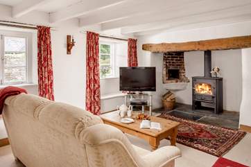 Sink into the sofa with a cup of tea and a slice of cake in front of the toasty wood-burner.