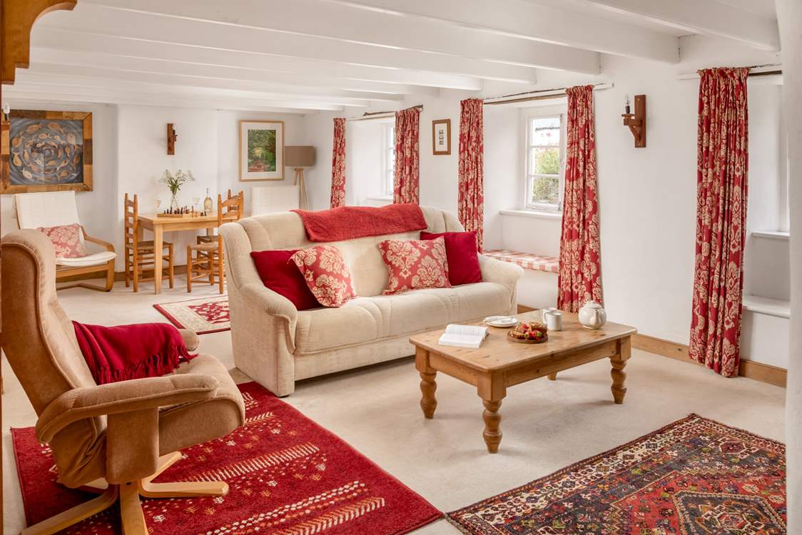 This cottage has plenty of room for four guests, please watch your head on the beams.