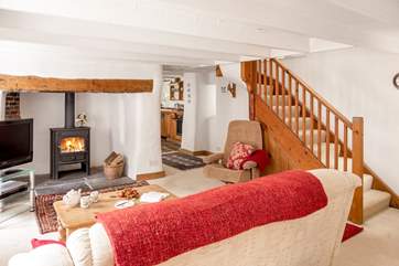 The living space flows easily in this spacious cottage.