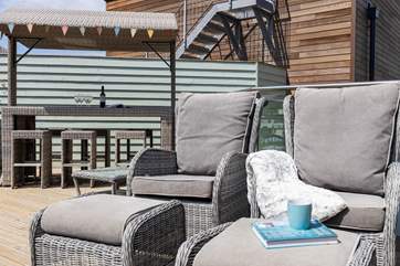 The outside area is perfect for morning coffee and al fresco dining.