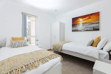 Welcome to bedroom four with three-foot twin beds.