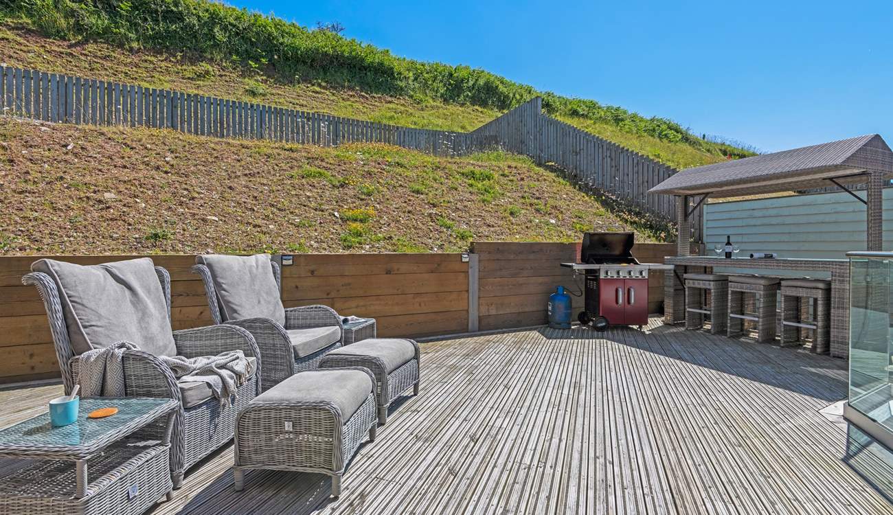 The secluded decked area is the perfect place to enjoy the sun.