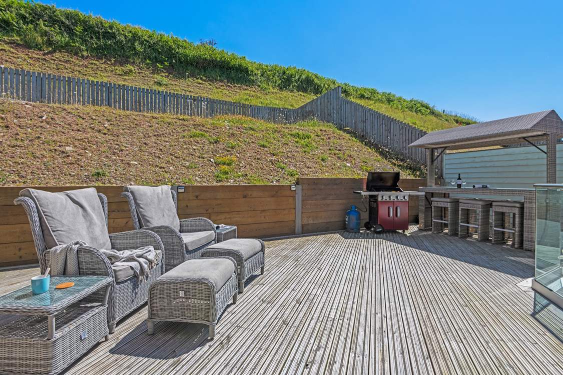 The secluded decked area is the perfect place to enjoy the sun.