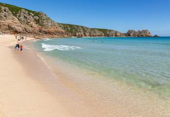 A short drive away takes you to Porthcurno. Here the beach really is like a piece of paradise, spend long days soaking up the sun and exploring the rock pools and coves nearby. 