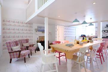 Chat with friends around the re-claimed pine table and plan your adventures in Cornwall.