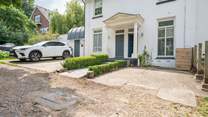 Welcome to Old Bembridge House (with the blue door), a grand property and part of a former hotel, now perfect for an Island holiday. There is parking for one car directly to the front.