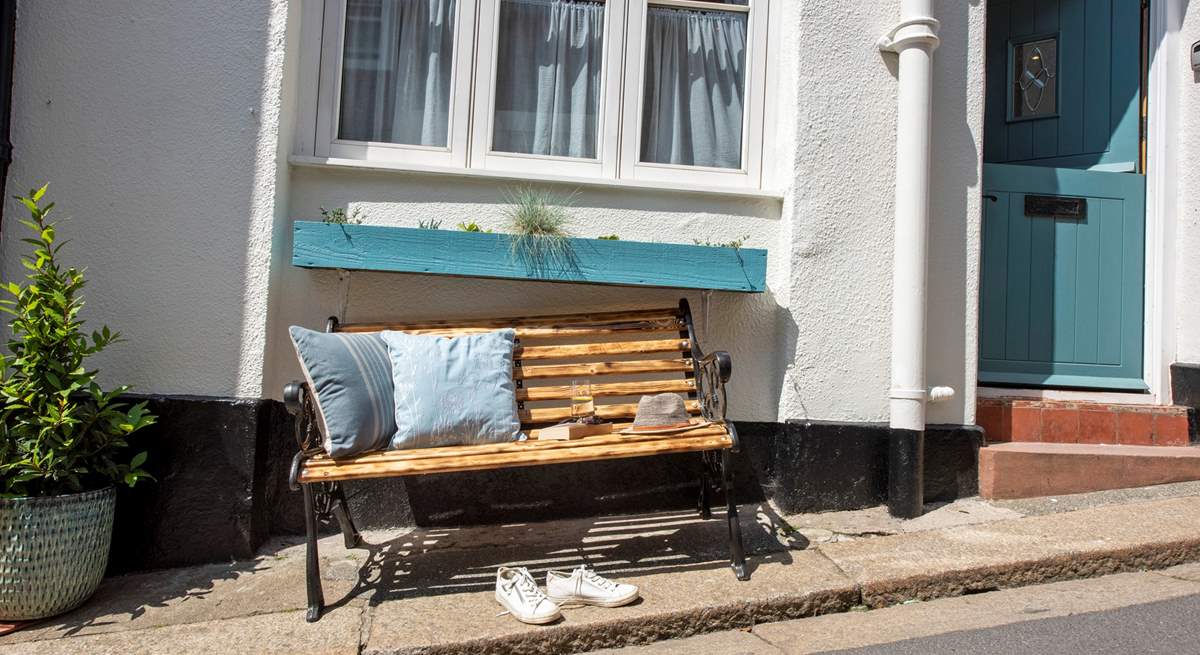 There's a little bench outside to enjoy a morning cuppa. 