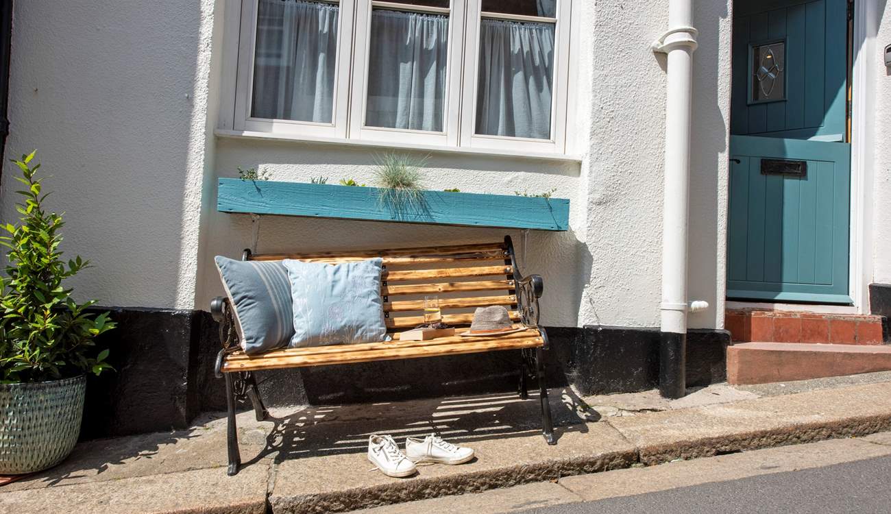 There's a little bench outside to enjoy a morning cuppa. 