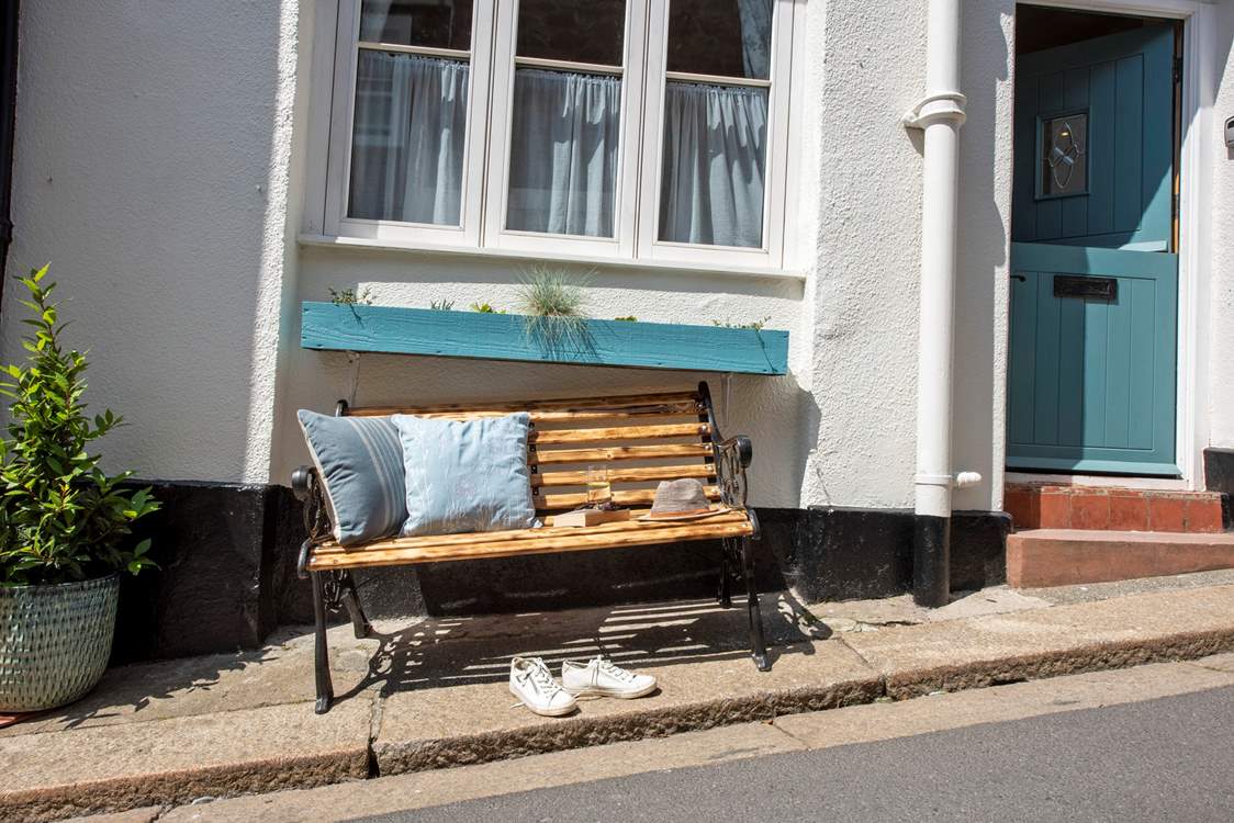There's a little bench outside to enjoy a morning cuppa.