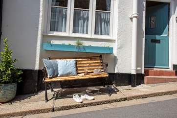 There's a little bench outside to enjoy a morning cuppa.