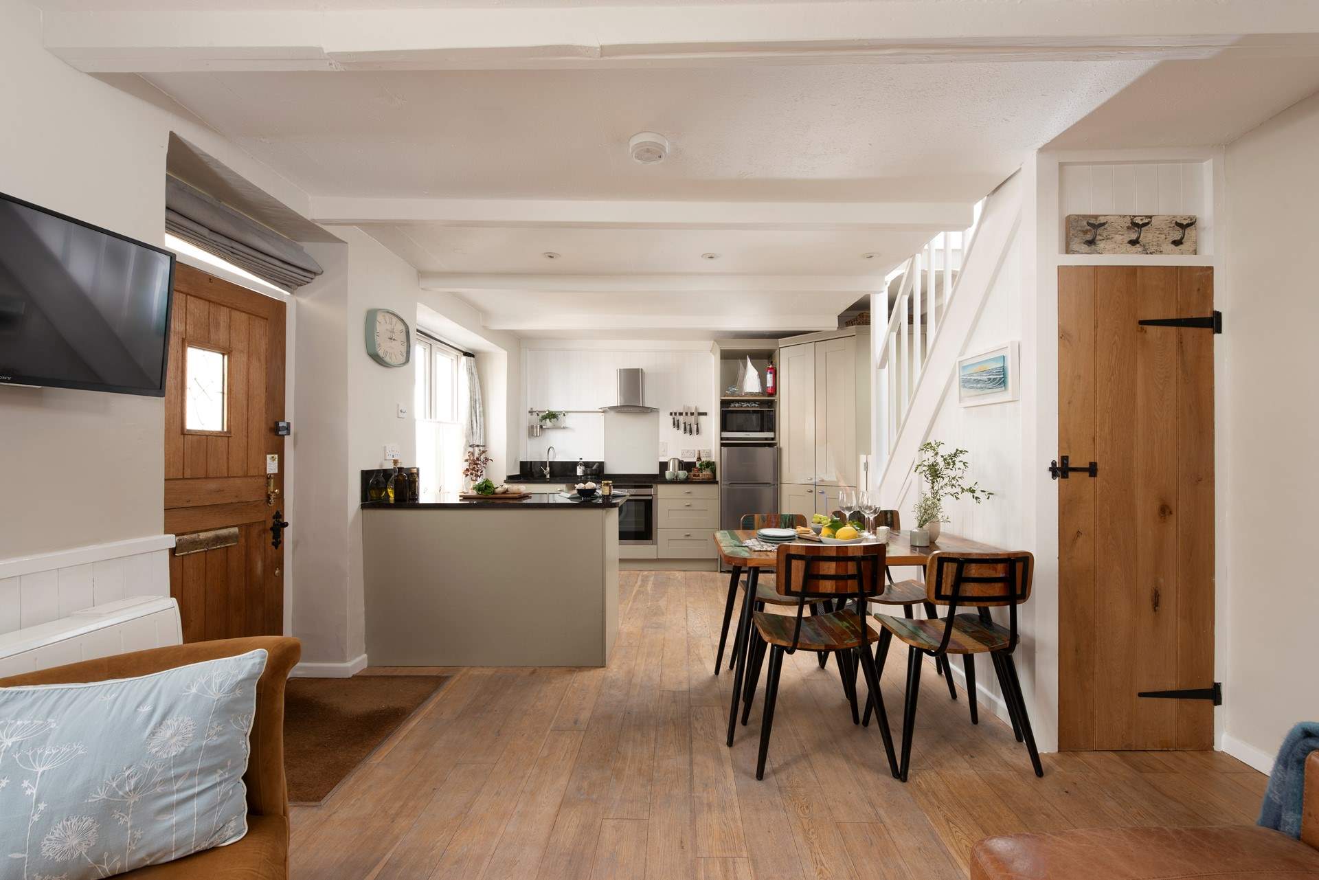 You step straight into the lovely open plan living-room.