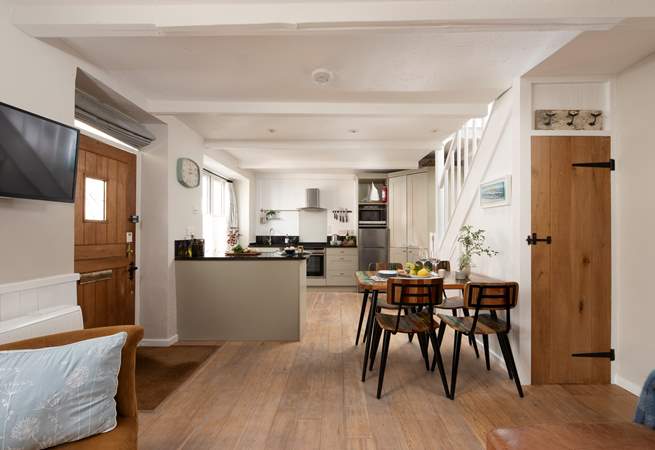 You step straight into the lovely open plan living-room.