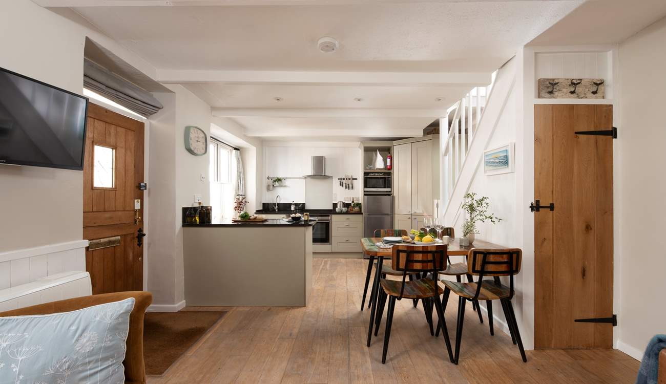 You step straight into the lovely open plan living-room.