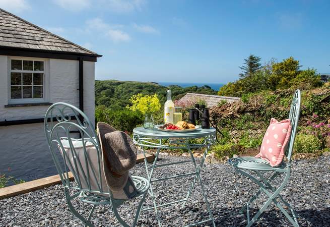 There are a choice of places to sit out and enjoy the setting. The higher terrace is the perfect spot for a morning coffee enjoying those far reaching sea views.
