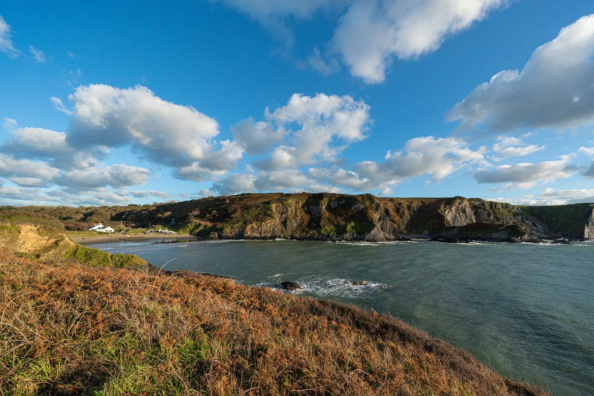 Explore the spectacular North Pembrokeshire coast. Try the Old Sailor Inn at Pwll Gwaelod for fish and chips on the enchanting beach. 