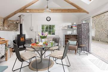 Let the outside in through the patio doors.