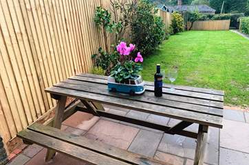A lovely garden and patio area to enjoy.