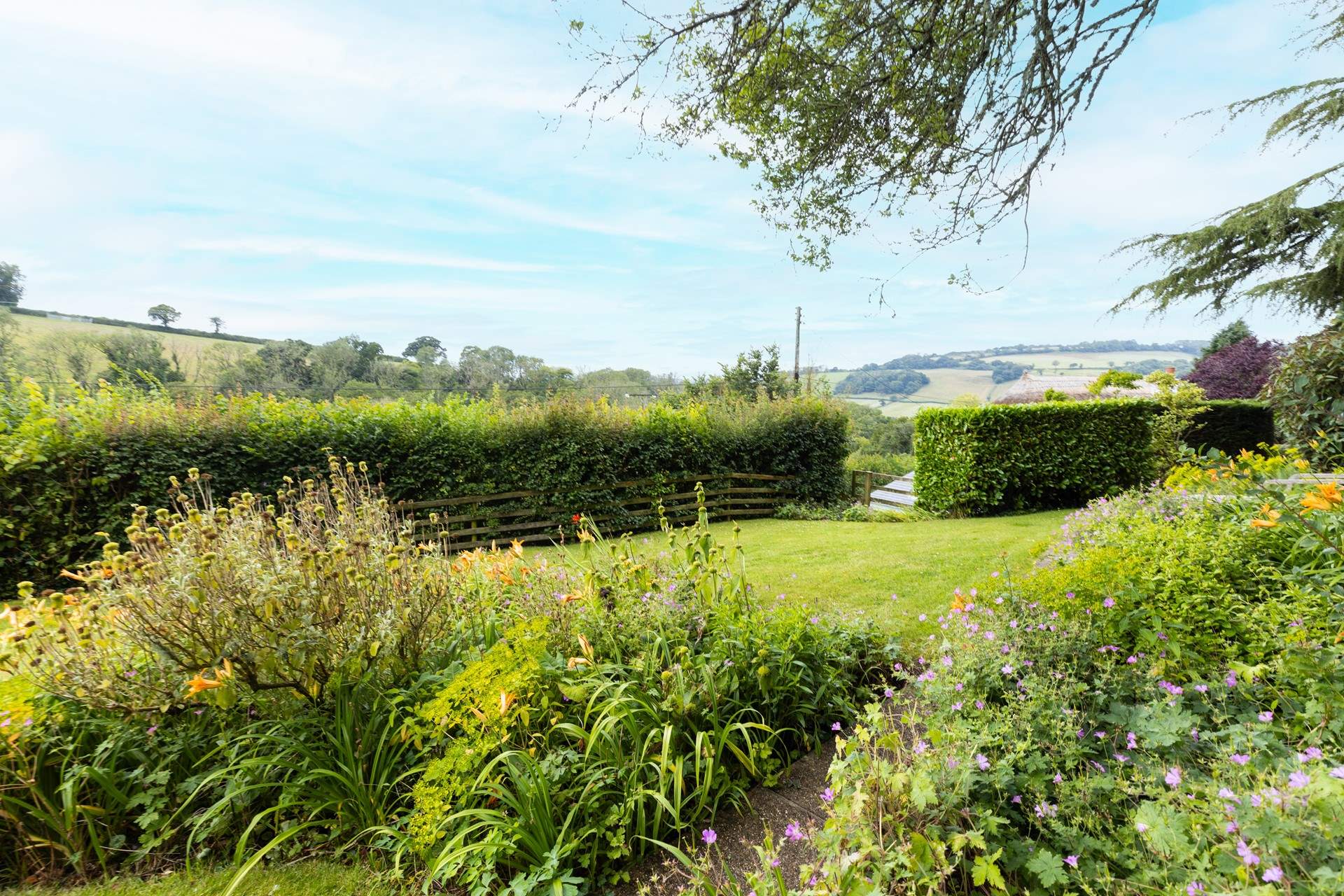 Gorgeous views of the countryside beyond the garden.