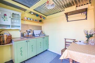 The kitchen has everything you need to enhance your glamping experience.