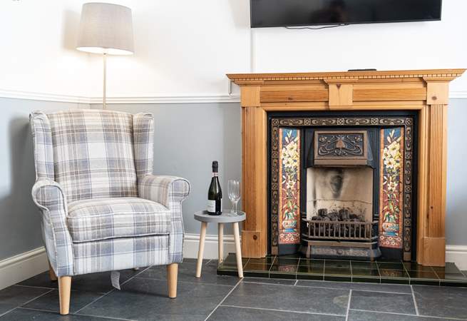We're loving the fireplace with a coal-effect gas fire.