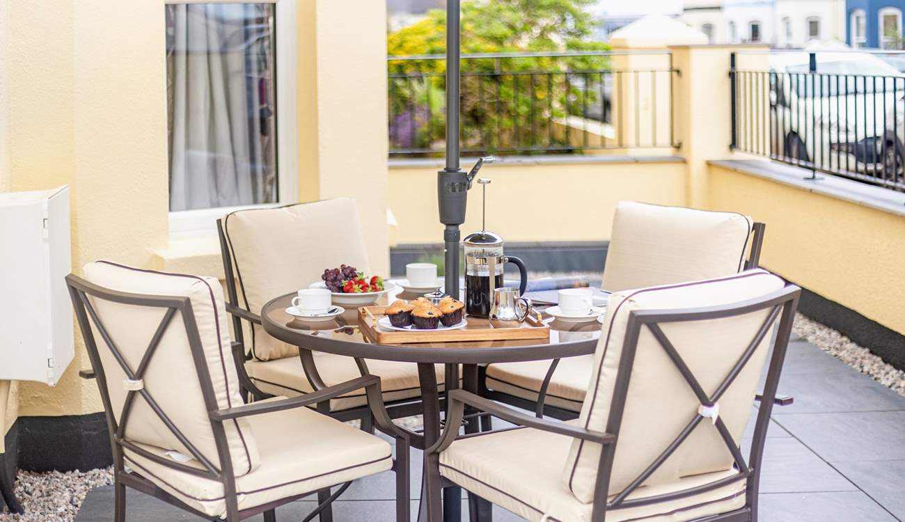 The lovely terrace area is a great spot to relax.