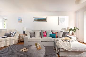 The super comfy chaise sofa is made for chilling out with the family.