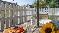 The terrace to the front of the cottage is a real sun-trap.