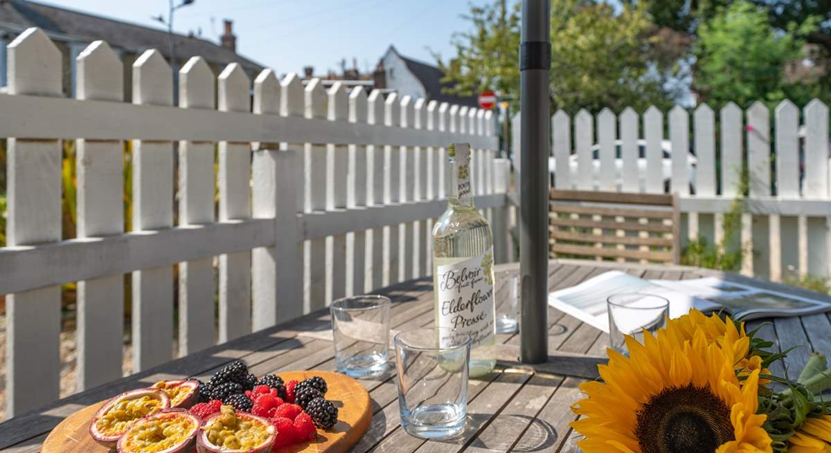 The private space to the front of the cottage is a real sun-trap.