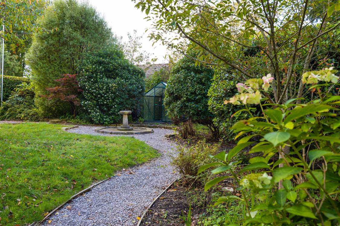 Follow the path around the private garden.