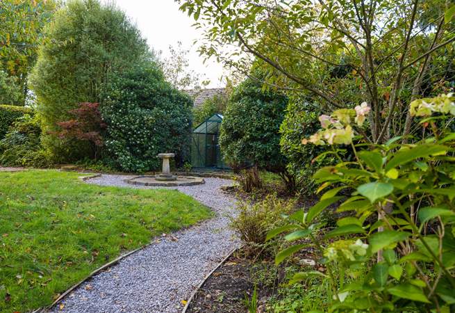Follow the path around the private garden.