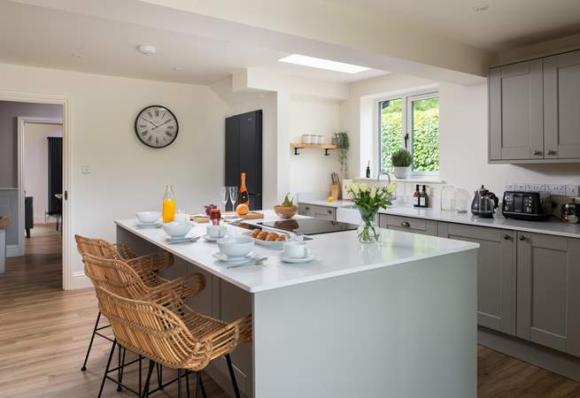 The vast kitchen is a real statement and perfect for some culinary socialising.