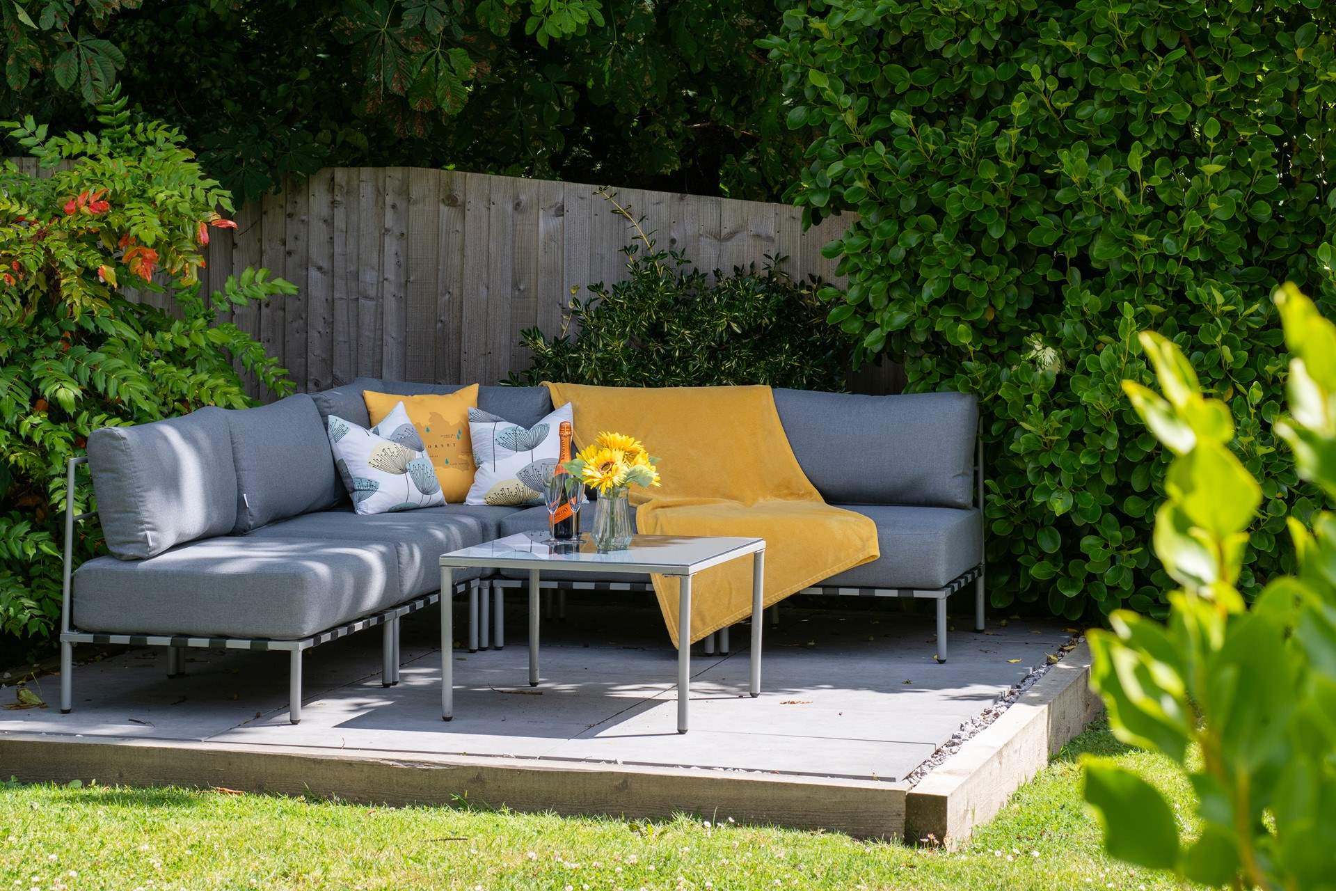 The wrap around garden has plenty of places to relax and unwind...